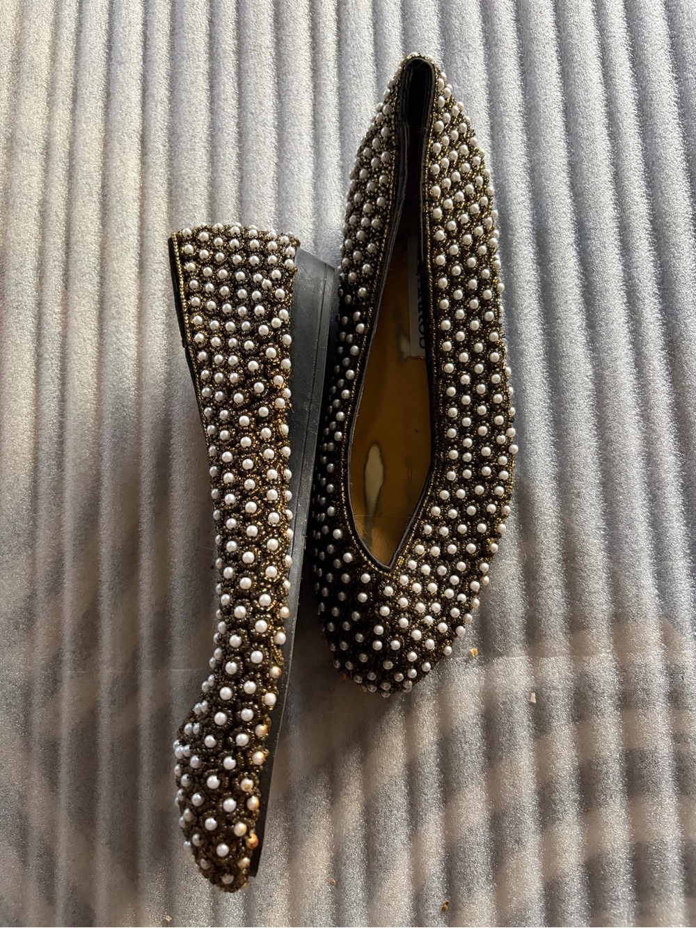 Caparros Pearl-Beaded Pointed Toe Flats — Size 7 - Picture 2 of 5
